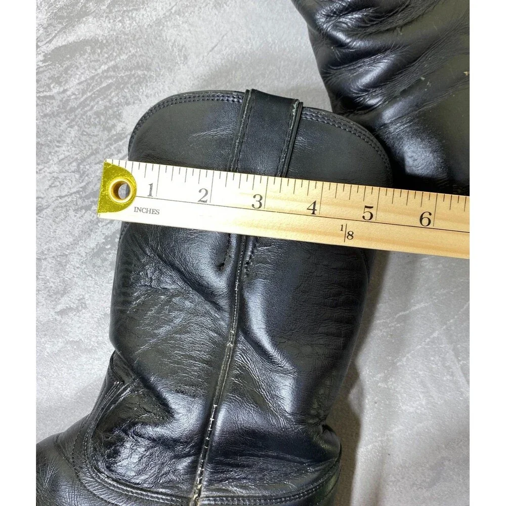 Vintage Justin 3133 Boots Mens Size 8D Black Leather Western Roper Cowboy Ranch